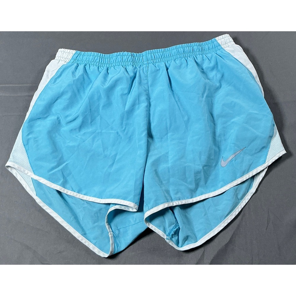 Nike Dri-FIT Women Running Shorts Light Blue White Mesh Trim Small Activewear